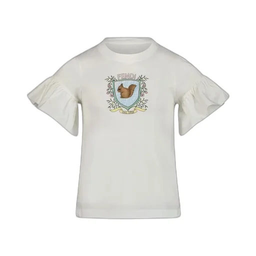 T-Shirt With Ruffled Cuffs And Squirrel Crest