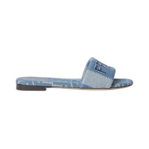Sunshine Denim-Effect Jacquard Slides