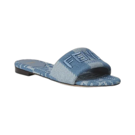 Sunshine Denim-Effect Jacquard Slides