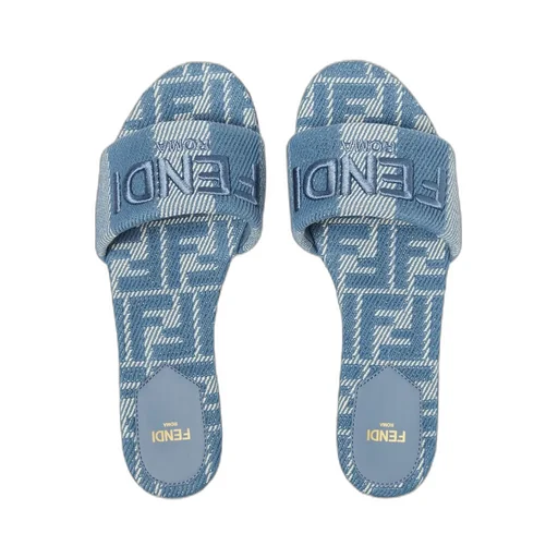 Sunshine Denim-Effect Jacquard Slides