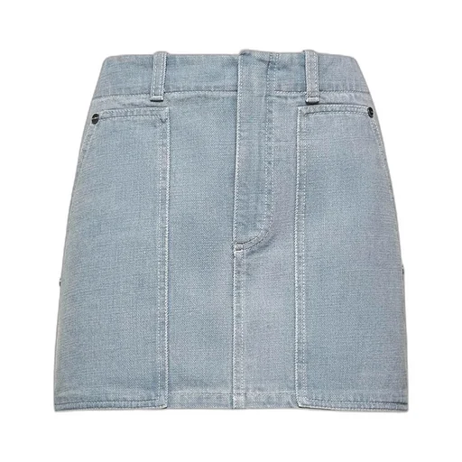 Ff Embossed Denim Mini Skirt