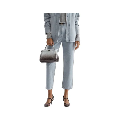 Ff Embossed Straight-Leg Long Jeans