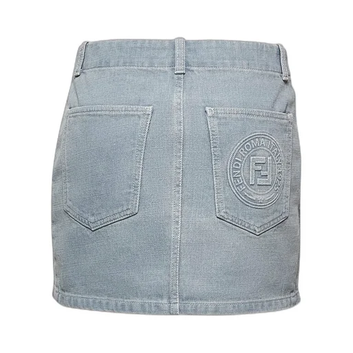 Ff Embossed Denim Mini Skirt