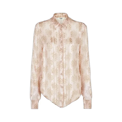 Long Sleeved Floral Printed Satin Shirt