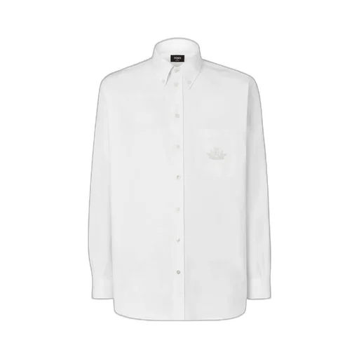 Logo Embroidered Collared Long-Sleeve Shirt