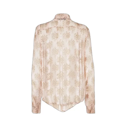 Long Sleeved Floral Printed Satin Shirt