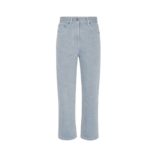 Ff Embossed Straight-Leg Long Jeans