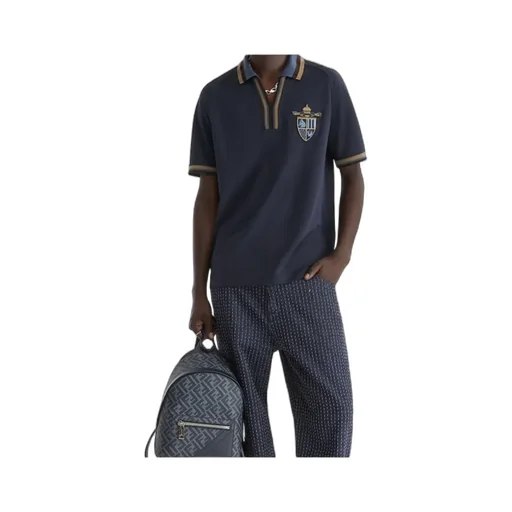 Crest Embroidered Short-Sleeve Polo Shirt