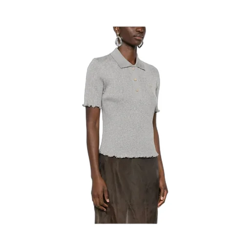 Scalloped-Edge Ribbed-Knit Polo Shirt