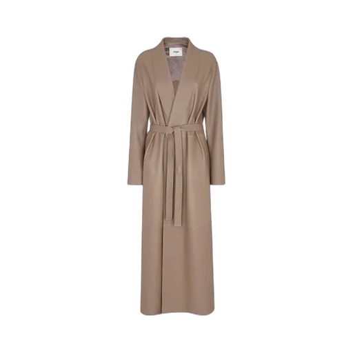 Belted Waist Leather Coat