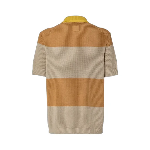 Crest Embroidered Striped Knitted Polo Shirt