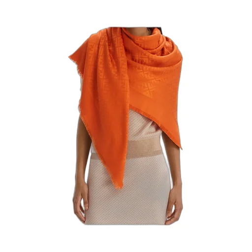 Ff Jacquard Frayed-Edge Scarf
