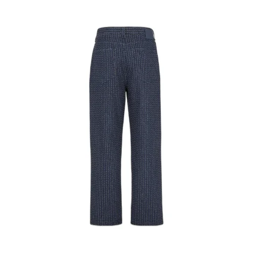 Straight-Leg Topstitched Long Jeans