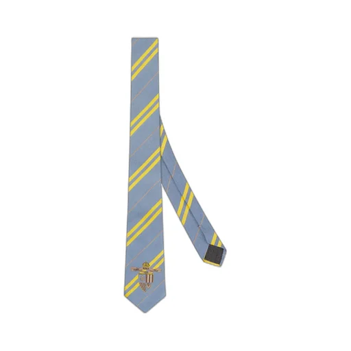 Striped Crest Embroidered Tie