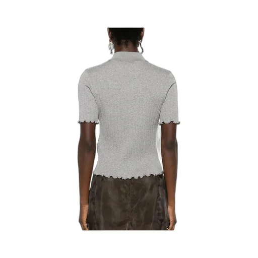 Scalloped-Edge Ribbed-Knit Polo Shirt
