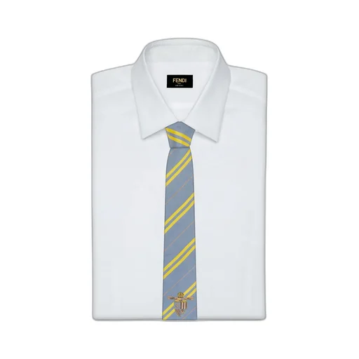 Striped Crest Embroidered Tie