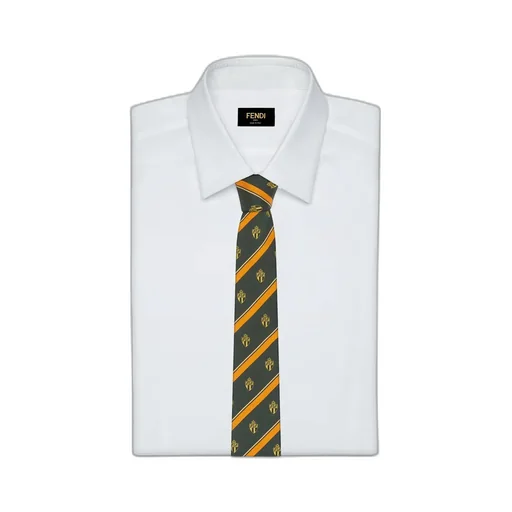 Striped Crest Embroidered Tie