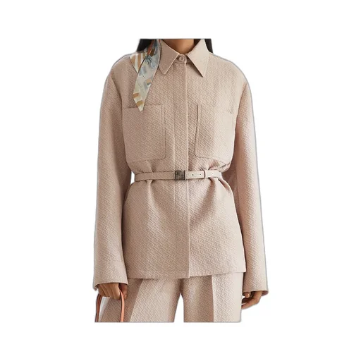 Ff Jacquard Belted Waist Jacket