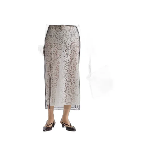 Lace Mesh Midi Skirt