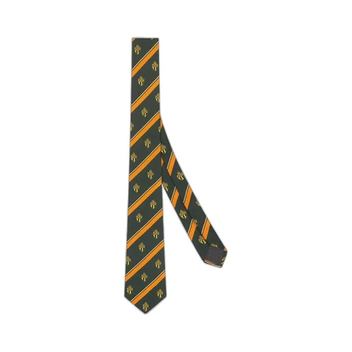 Striped Crest Embroidered Tie