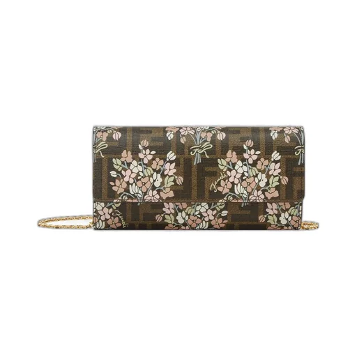 Roma Floral Printed Chained Continental Wallet