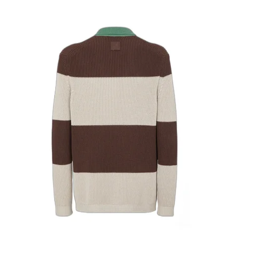 Crest Embroidered Striped Knitted Polo Shirt