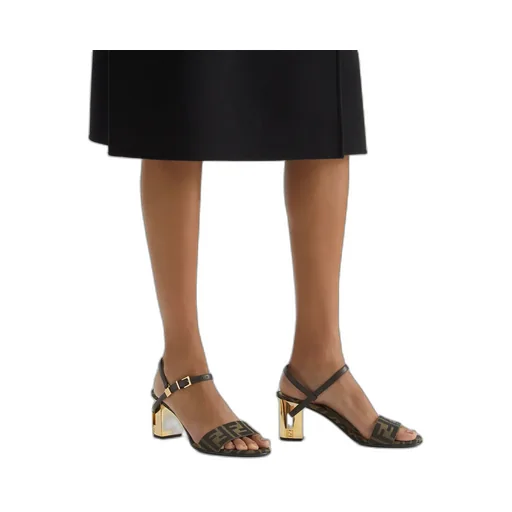 Delfina Ff Jacquard Medium-Heeled Sandals