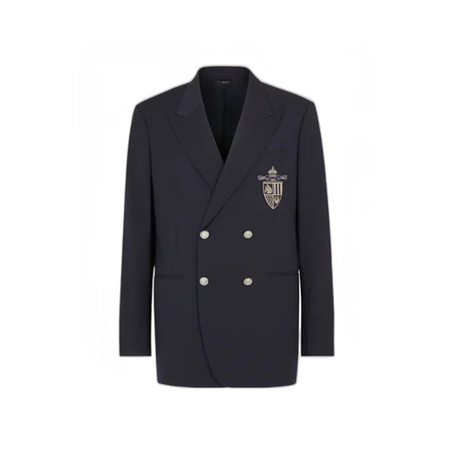 Double Breasted Crest Embroidered Jacket