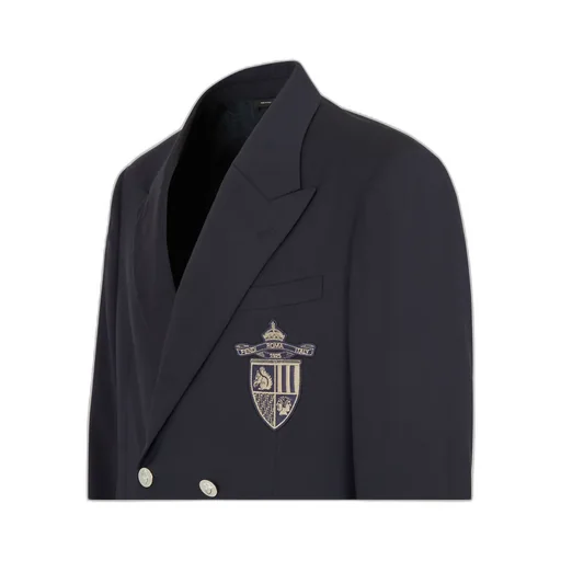 Double Breasted Crest Embroidered Jacket