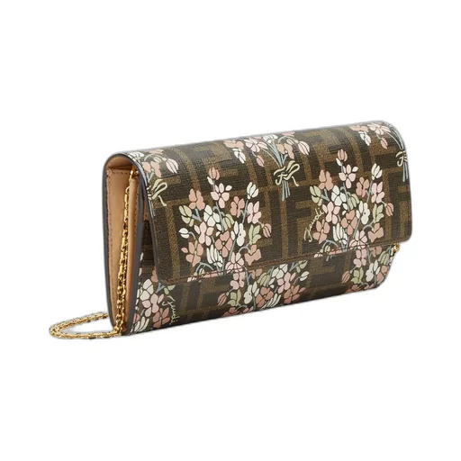 Roma Floral Printed Chained Continental Wallet