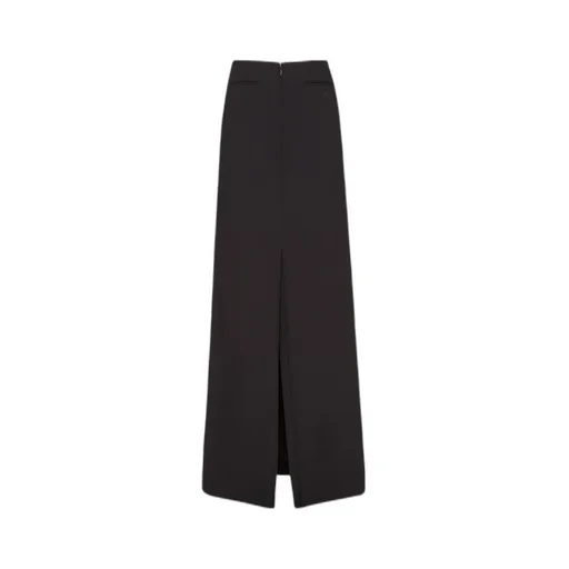 Logo Embroidered Back-Slit Long Skirt
