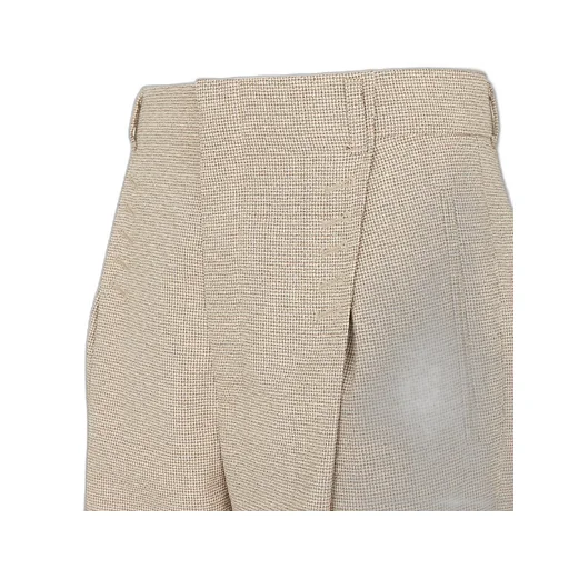 Micro Check Detailed Pleated Trousers