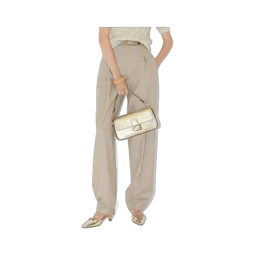 Micro Check Detailed Pleated Trousers