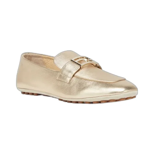 Baguette Logo Plaque Metallic Loafers