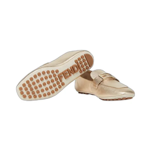 Baguette Logo Plaque Metallic Loafers