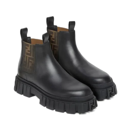 Logo Detailed Round Toe Ankle Boots