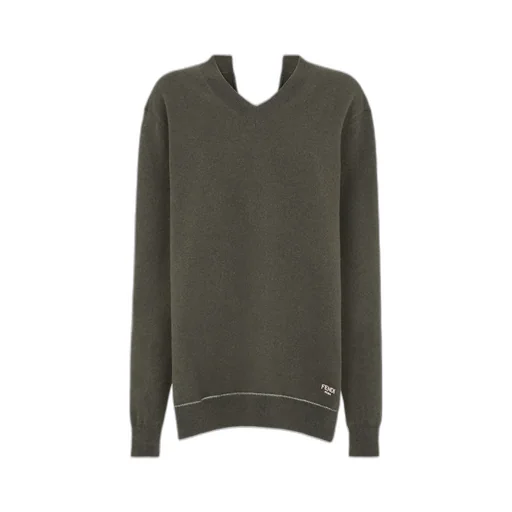 V-Neck Logo Embroidered Sweater
