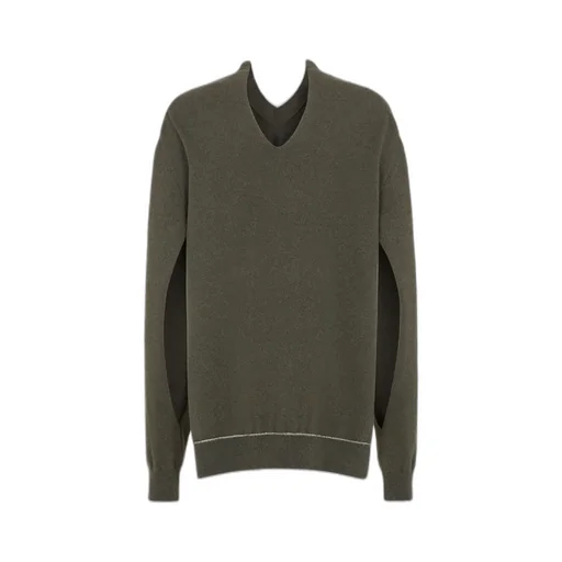 V-Neck Logo Embroidered Sweater