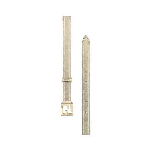 Champagne-Coloured Metallic Leather Belt
