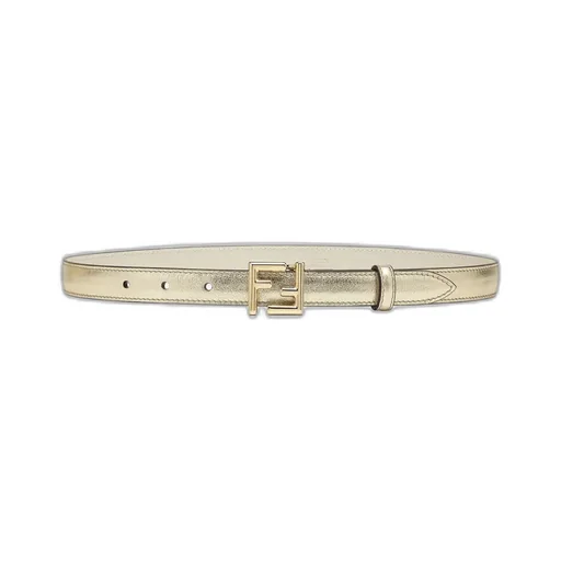 Champagne-Coloured Metallic Leather Belt