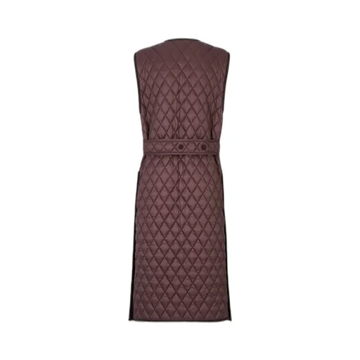 Belted Waist Quilted Long Padded Vest