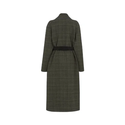 Ff Embroidered Tie-Waisted Tweed Coat