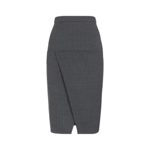 Pinstriped Slit Detailed Skirt