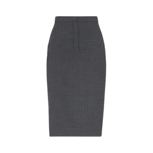 Pinstriped Slit Detailed Skirt