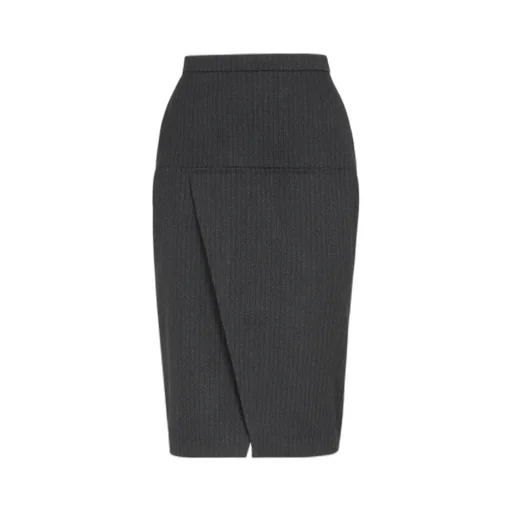 Pinstriped Slit Detailed Skirt