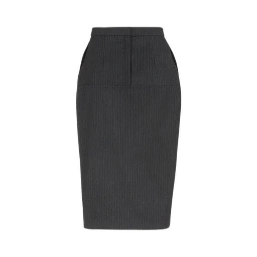 Pinstriped Slit Detailed Skirt