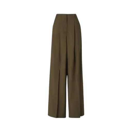 Wide-Leg Pleated Trousers