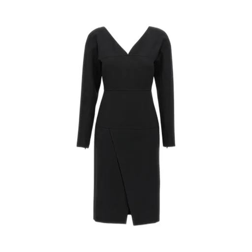 Techno V-Neck Jersey Midi Dress