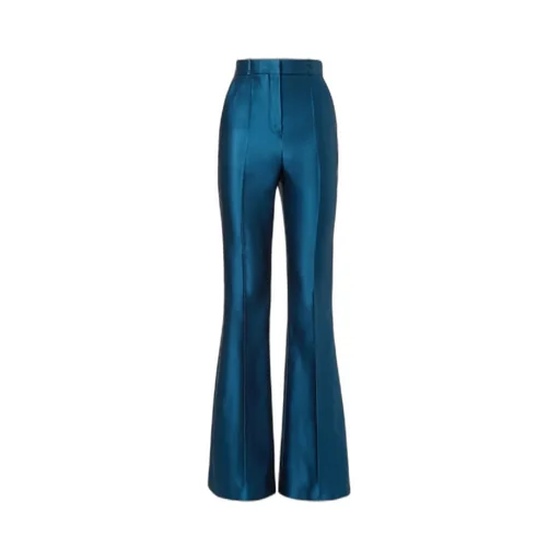 High-Waist Flared Satin Trousers
