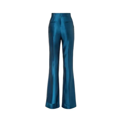 High-Waist Flared Satin Trousers